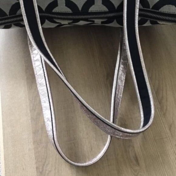 Coach Poppy Optic Op Art Glam Signature Tote Bag Black Grey Silver #13826 - Picture 10 of 12